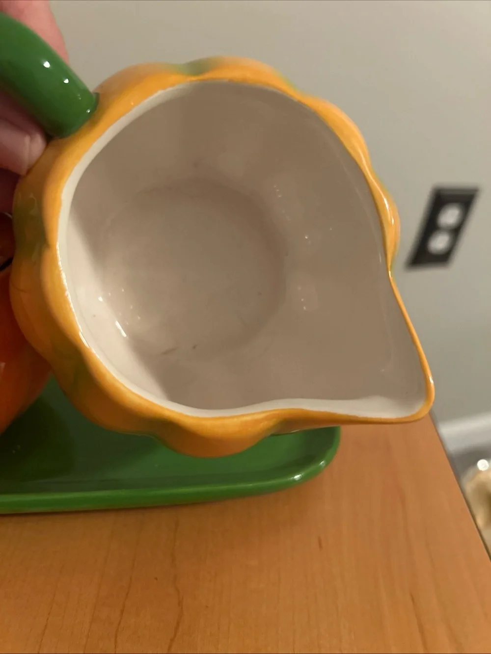 Festive Pumpkin Sugar Bowl and Creamer Set - Orange & Green